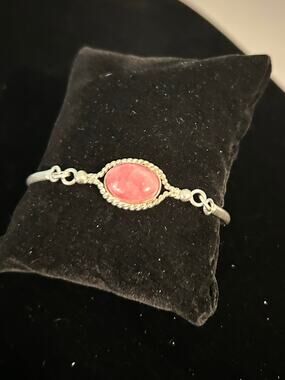 Vintage Southwestern 925 Sterling Silver Rhodochrosite Cuff Bracelet